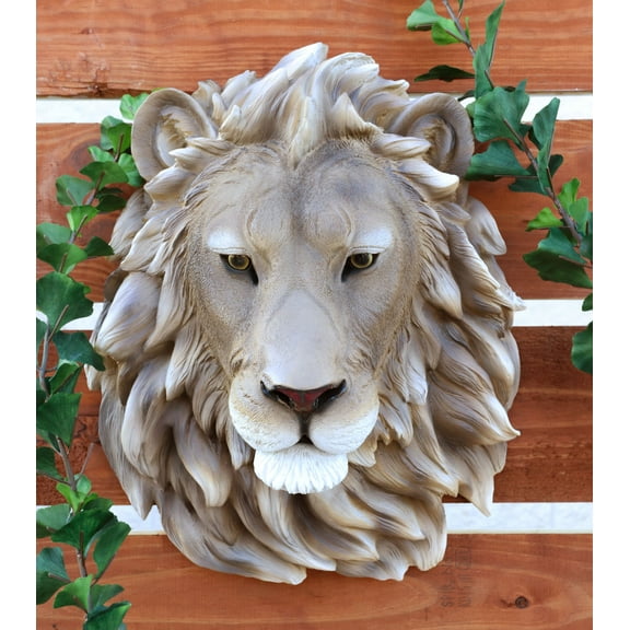 Ebros Lion Head Wall Decor Plaque 16"Tall Taxidermy Art Alpha Pride Rock King