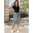 thumbnail image 3 of DARING DIVA Women's Jean Back Vent Midi Length Denim Skirts XL Grey Blue, 3 of 6