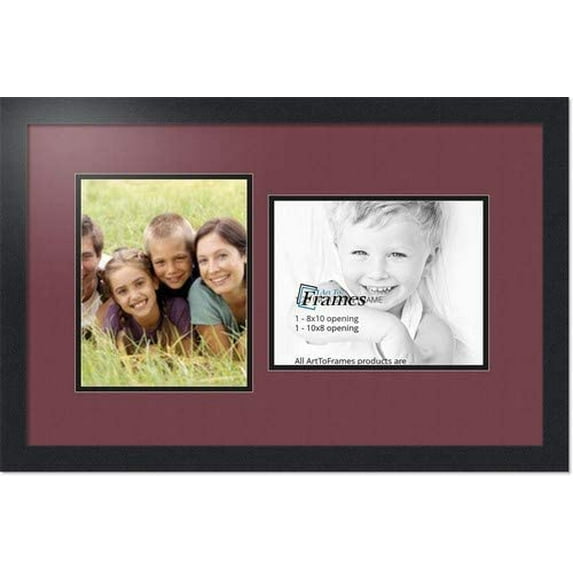 collage photo frame double mat with 2 - 8x10 openings and black frame