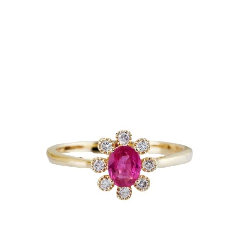 HeartsAndYou 1.5ct Natural Ruby & Diamond Ring Halo Women 100% REAL 14k SOLID Yellow Gold