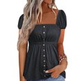 thumbnail image 1 of Lucakuins - Blusa informal de verano para mujer, camisetas de manga corta con botones para ropa de calle Lucakuins  moda, 1 of 2