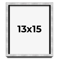 13x15 Frame Brushed Silver Solid Wood Picture Frame | 0.75 Inch Moulding Width | Rabbet Depth 0.75