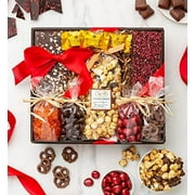 Chocolate Lover's Gift Box Filled with Gourmet Chocolate Covered Cherries, Premium Dark Chocolate Bars, Chocolate Drizzled Popcorn & More by GiftTree