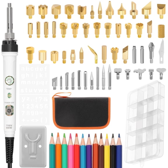 Hvxrjkn Wood Burning Kit,71Pcs Wood Burning Tool,Adjustable Wood Burning Soldering Iron Pen Tool Kit Set Creative Pyrography Woodburning Burner for Embossing Carving DIY Adults Crafts Beginners