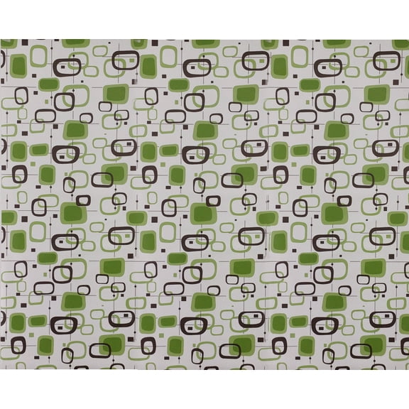 Dundee Deco Peel and Stick Self Adhesive Wallpaper - Geometric Printed Green, Black Shapes, 18 ft x 18 in