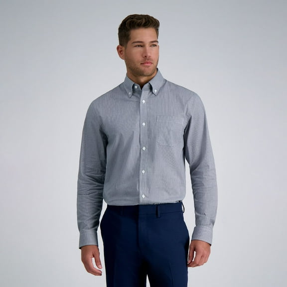 Men's Haggar® Premium Comfort Classic Fit Wrinkle Resistant Dress Shirt Color: Black Check Size: 16.5-32/33