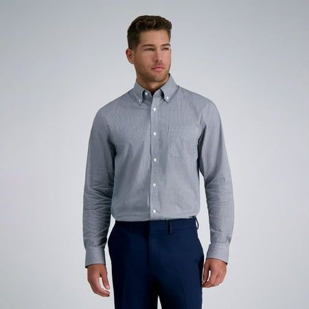 Men's Haggar® Premium Comfort Classic Fit Wrinkle Resistant Dress Shirt Color: Black Check Size: 16.5-34/35