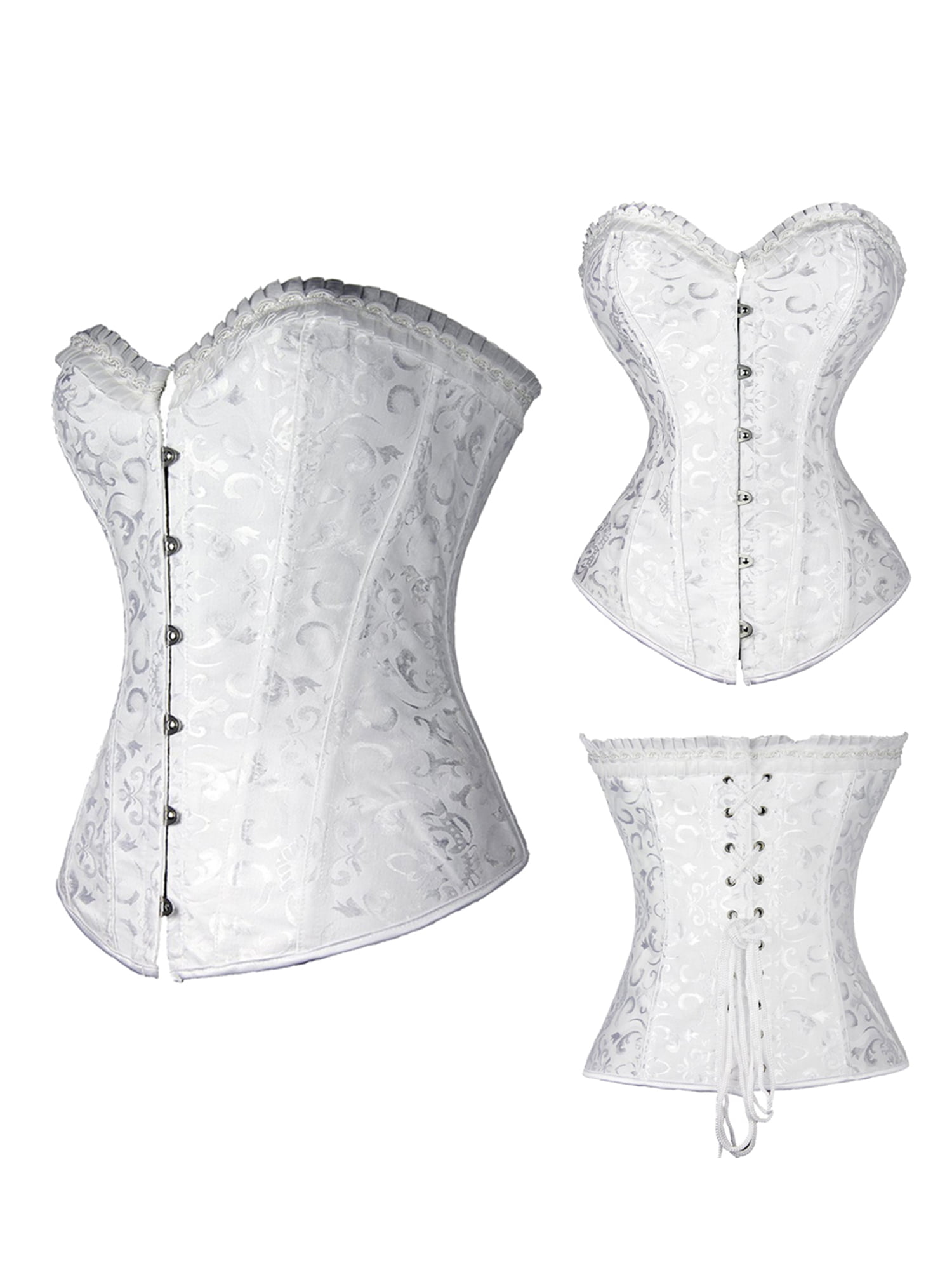 High Quality Fashion Gothic Underbust Brocade and Leather Chain Corset XS-7XL 