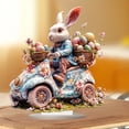 thumbnail image 6 of Beautynvta Easter Decorations, 2D Flat Acrylic Bunny Ornaments, Spring Rabbit Driving Flower Car with Eggs Basket, Festive Decorative Accessories for Home Living Room and Bedroom, 6 of 7