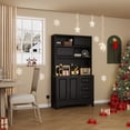 thumbnail image 2 of 71" Tall Bookcase with storage, 5-Tier Bookshelf with Door, Bookcase for Living Room Home Office, Black, 2 of 8