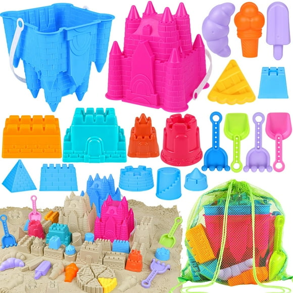 Castillo de arena FUSPWEAO de Beach Toys para niños con balde y bolsa