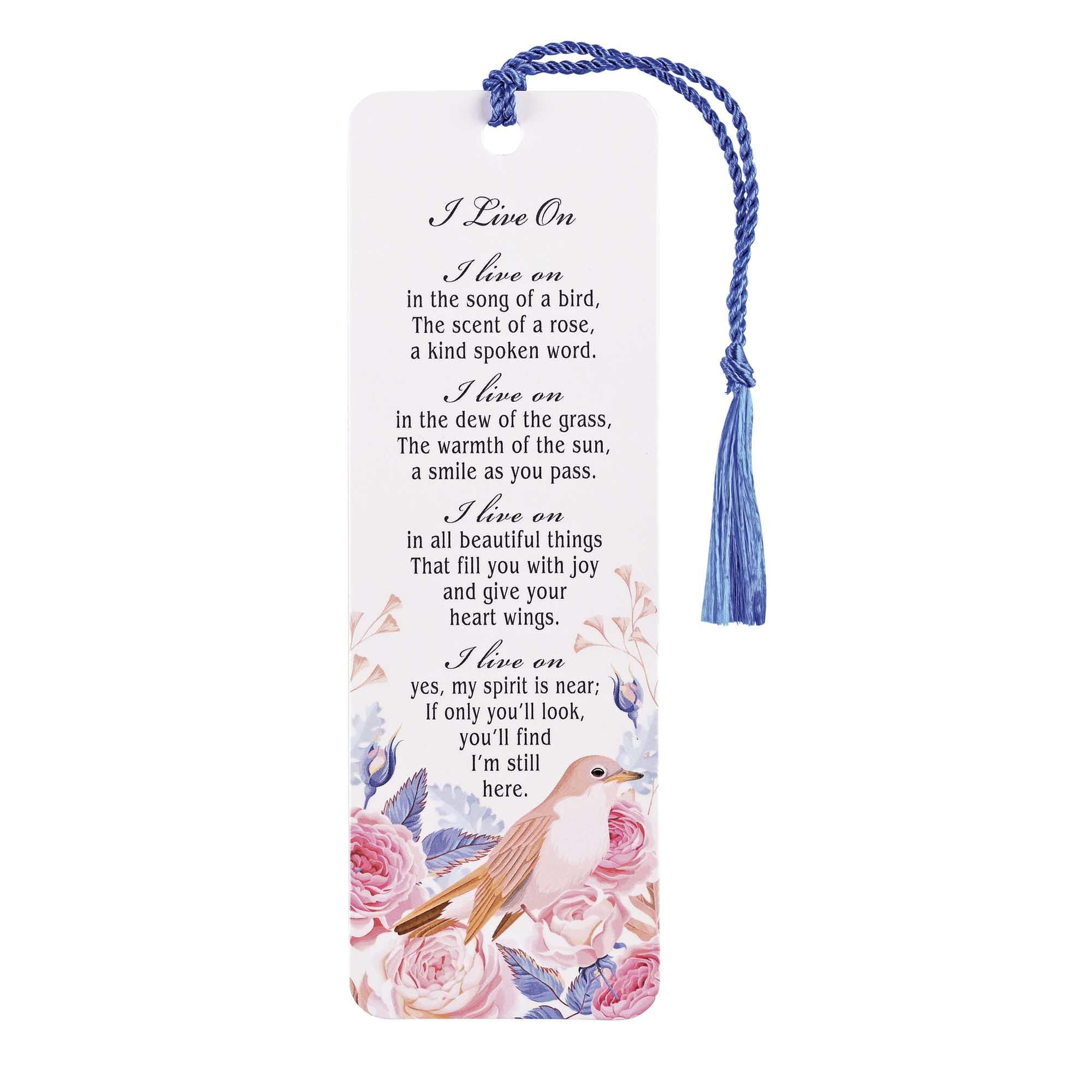 Dicksons Floral Bird - I Live On, Multicolor 6 x 2 Inch Laminated Cardstock Tassel Bookmark; Pack of 12