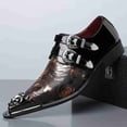 thumbnail image 2 of Men’s Floral Print Metal-Toe Slip-On Dress Shoes, Buckle Detail Formal Loafers for Events & Parties, 2 of 6