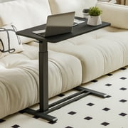 FLEXISPOT Height Adjustable Medical Bed Table with Hidden Casters, Rolling Laptop Desk with Cup Holder, Small Pneumatic Sit Stand Desk for Home Office, Sofa or Bedside Use, 32x18, Black
