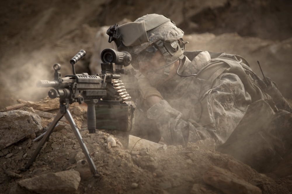 US Army Ranger in Afghanistan combat scene Canvas Art - Tom WeberStocktrek Images (35 x 24)