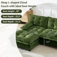 thumbnail image 5 of MIKIBAMA 138" Green L Shaped Chenille Modular Sectional Sofa Cloud Design Button Seat Cushions With Movable Ottomans Solid Wood Frame for Living Room,4-Seat, 5 of 9