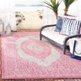 thumbnail image 3 of SAFAVIEH Courtyard Avi Traditional Indoor/Outdoor Area Rug, 4' x 5'7", Light Grey/Fuchsia, 3 of 13