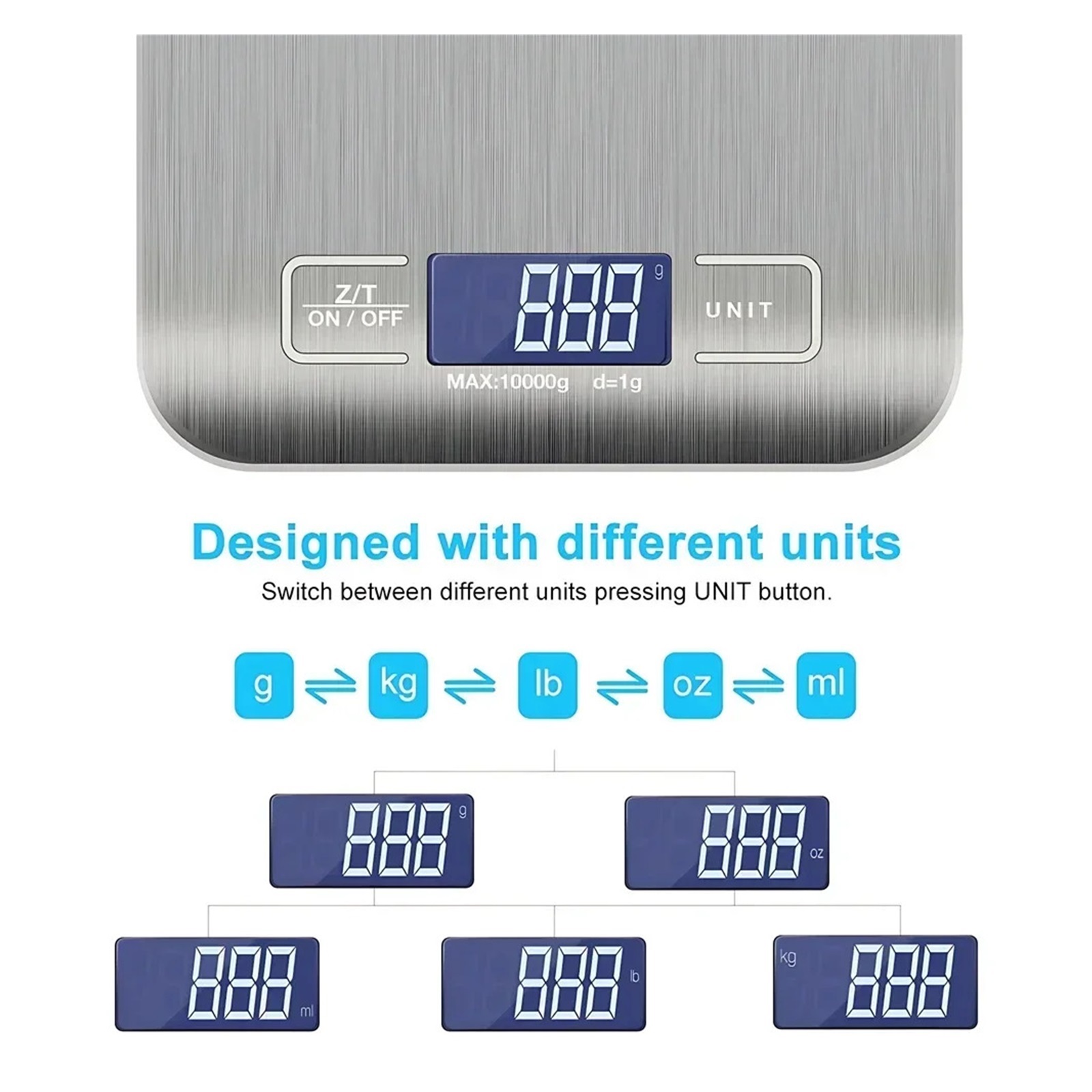 5/1kg Household Kitchen Diet Scales Measuring Tool Slim LCD Digital Scale Electronic ,Multifunction