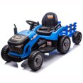 thumbnail image 2 of 24V Kids Ride on Tractor with Remote Control, Dual Motors Electric Battery Powered Motorized Vehicle w/ Trailer, Bluetooth Music, Outdoor Toys, Blue, 2 of 11