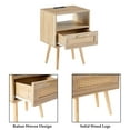 thumbnail image 5 of Bellemave Modern Nightstand with Storage Sofa Side Table with Drawer and Shelf Wooden End Table with Rattan Door and Solid Wood Legs for Bedroom Living Room, Natural Brown, 5 of 10