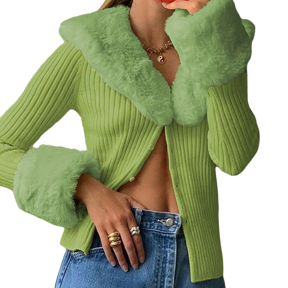 cardigan with fur collar and cuffs