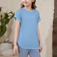 thumbnail image 5 of Abcomgle Girls Tee Shirts 10-12 Crewneck Curve Hem Tshirt Short Sleeve Toddler Girls T-Shirts Summer Soft Cotton Tee Tops Girls,Light Blue,7-8Years, 5 of 5
