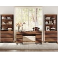 thumbnail image 3 of WAMPAT Home Office Furniture Set: 59in Modern Executive Desk with Charging Station and Drawers and 2 PCS 72in Tall Bookcases with 6 Drawers, Home Office Furniture for Living Room, Bedroom, Brown, 3 of 17