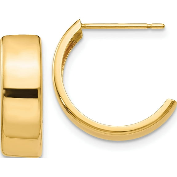 14K Yellow Gold Hoop Earrings (16 X 5.5) Made In Indonesia e683
