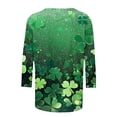 thumbnail image 3 of JIAYUE Girls T-Shirts O-Neck St. Patrick's Day Clover Print Casual Clothes With Three Quarter Sleeve Design For Kids Holiday Party And School Celebration Leisure Children Tops, 3 of 5