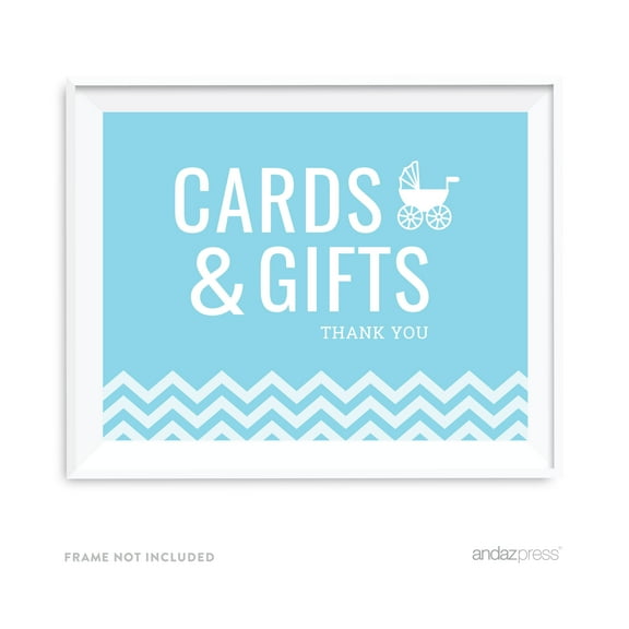 Cards & Gifts Baby Blue Chevron Print Baby Shower Party Signs