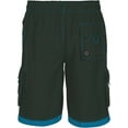thumbnail image 2 of Sakkas Mens Contrast Stripes Skate Surf Board Short / Swim Trunks - Charcoal Turquoise - 5XL, 2 of 2