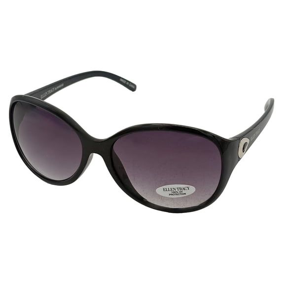 Ellen Tracy Womens Black Plastic Rectangle Sunglass, Gradient Lens 547. 4