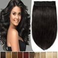 thumbnail image 2 of Benehair Clip Hair Extensions Thick One Piece 100% Remy Real Human Hair Weft 3/4 Full Head Straight Balck for Women, 2 of 10