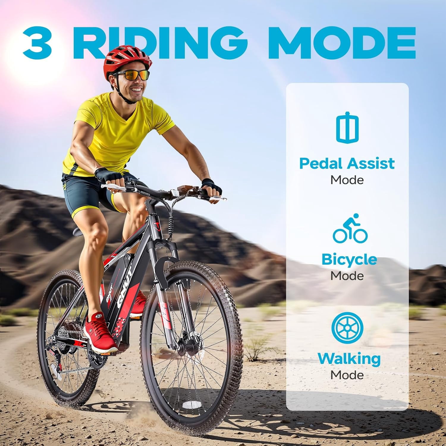 QNUT Victor 3.0 Electric Bicycle for Adults-350W,26 inch,21-Speed,Up to 40 mile Range,3 Modes, Smart LCD, Dual Disc Brakes, UL 2849 Certified Black-Red