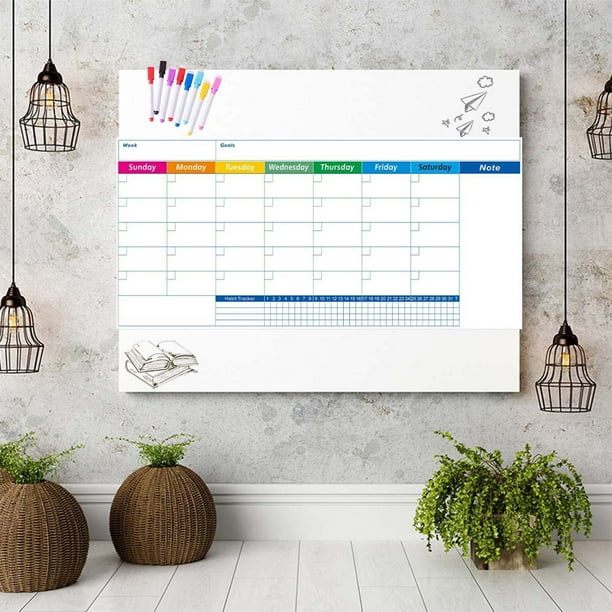 Ganfancp Papel Calendario Borrable Doble Cara Sin Especificar Fecha Estilo Papel Planificación Rotulador 20Ml Ofertas Del Día 2* Papel de Agenda Sin Fecha + 40 Trozos de Cinta Adhesiva de Doble Cara