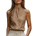 thumbnail image 2 of Womens Dressy Business Casual Blouse Mock V Neck Sleeveless Shirts Tunic Work Shirt Summer Solid Color Tank Tops, 2026 New Limited Time Offer, Under 10 Dollars, 2 of 6