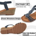 thumbnail image 3 of Atoshopce Womens Wedge Sandals Flower Low Heel Dressy Sandals Elastic Ankle Strap Rhinestone Summer Comfortable Shoes, 3 of 5