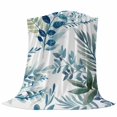 thumbnail image 6 of Navy Blue Leaves Blanket Soft Cozy Warm Throw Blanket for Couch, Plush Fuzzy Flannel Fleece Blankets for Sofa, Summer Botanical Farmhouse Watercolor Leaf Bed Blankets Gifts for Men, 30"x40", 6 of 9