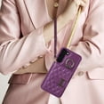 thumbnail image 6 of Dteck Wallet Crossbody for Samsung Galaxy S22 Plus Case with Lanyard Wrist Strap Credit Card Holder, PU Leather Protective Phone Case with Ring Holder,Deep Purple, 6 of 8