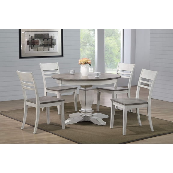 5-Pc Transitional Wood Dining Set in Ash/Stormy White