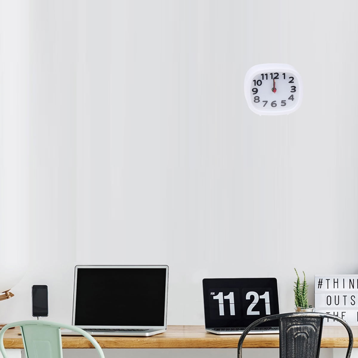 SWETRACE Charging Alarm Clock, White, Luminous Hands, Ideal for Home and Bedroom