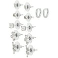 thumbnail image 3 of Believe by Brilliance Women's Floral Sterling Silver Stud Earrings Set, 6 Pairs, 3 of 4