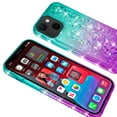 thumbnail image 4 of Compatible for Apple iPhone 13 mini Case, with Tempered Glass Screen Protector SOGA Diamond Liquid Quicksand Cover Cute Girl Women Phone Case - Teal / Purple, 4 of 5