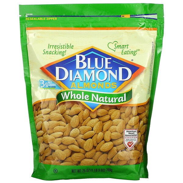 Blue Diamond, Almonds, Whole Natural, 25 oz Pack of 4