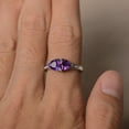 thumbnail image 2 of Natural Amethyst Ring Trillion Cut Purple Gemstone Ring February Birthstone Ring Sterling Silver Ring Engagement Ring, 2 of 3