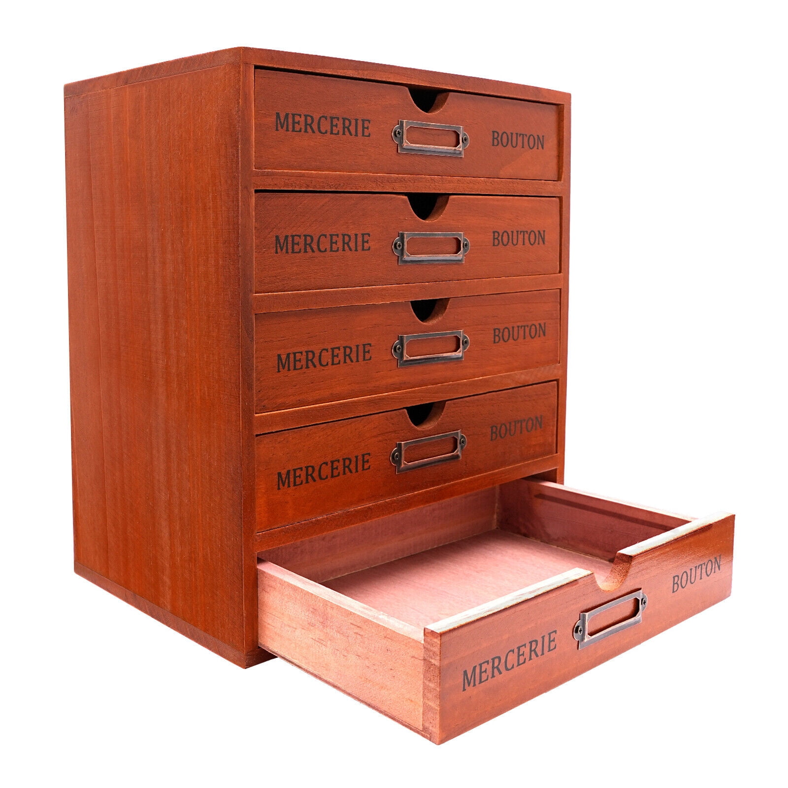 5-Drawer Wooden Desk Organizer, Storage Drawers, Vintage Shelf Drawer in Office, Study, Bedroom, Dresser for Organizing Documents, Files, Pens, Notebooks, Handy Stickers, or Other Items