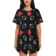 thumbnail image 1 of Fotbe Card Suits Conjunto de Pijama Estampado para Mujer, 2 Piezas, Ropa de Dormir con Camiseta de Manga Corta y Shorts Suaves-Large, 1 of 6