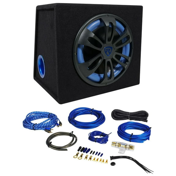 Rockville RVB12.1A 12 Inch 500W Powered Car Subwoofer Sub Enclosure Box Amp Kit