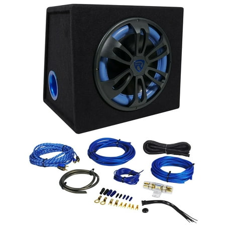 subwoofer rockville enclosure 500w sub 1a powered amp inch kit box