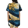 thumbnail image 6 of Fotbe Moonlit Golden Tree Peacock Print Pajama Set for Women 2 Piece Loungewear Short Sleeve Tops and Shorts Set Soft Sleepwear-Medium, 6 of 7